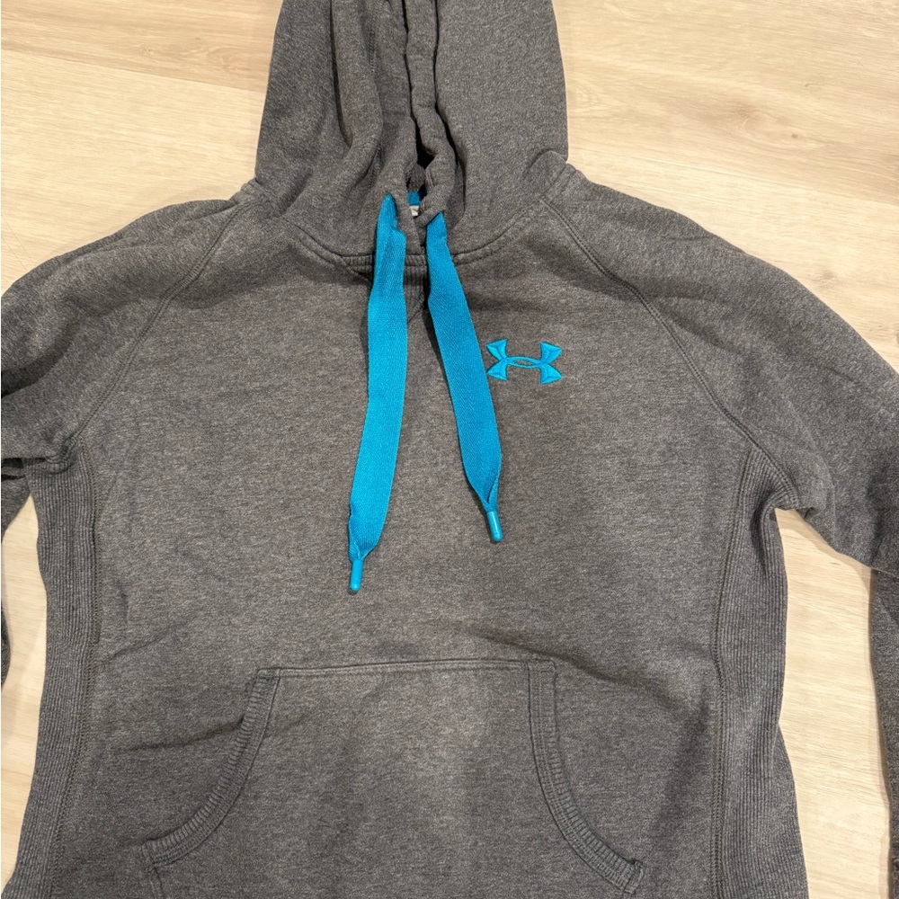Under Armour Heather Gray Hoodie with Teal Highlights